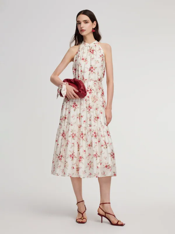 Tencel Blend Floral Print Women Halter Maxi Dress sold by Goelia