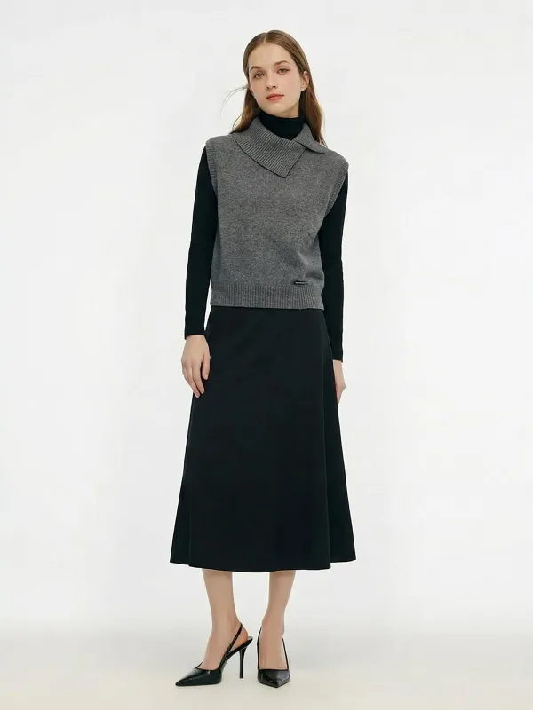 100% Worsted Wool Vest And Knit Top And Skirt Three-Piece Set sold by Goelia