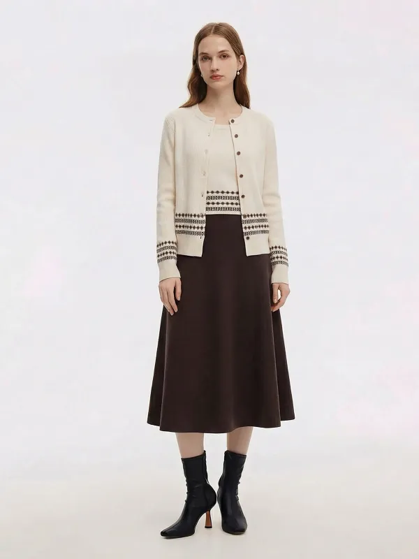 [Preview] Tencel Wool Blend Cardigan And Tank Top And Skirt Three-Piece Set sold by Goelia