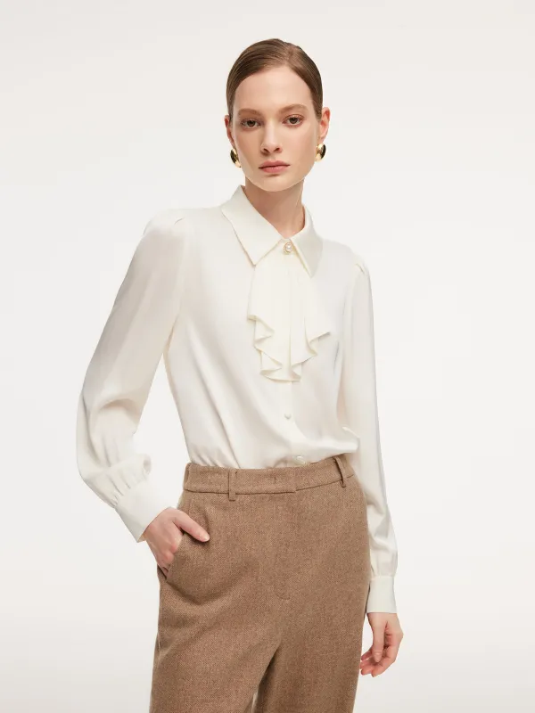 22MM Mulberry Silk Women Shirt With Detachable Ruffle Detail sold by Goelia