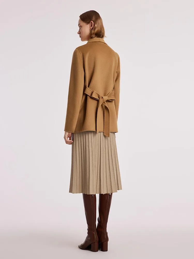 Coffee Pure Cashmere Wrapped Short Women Coat sold by Goelia product image thumbnail 5