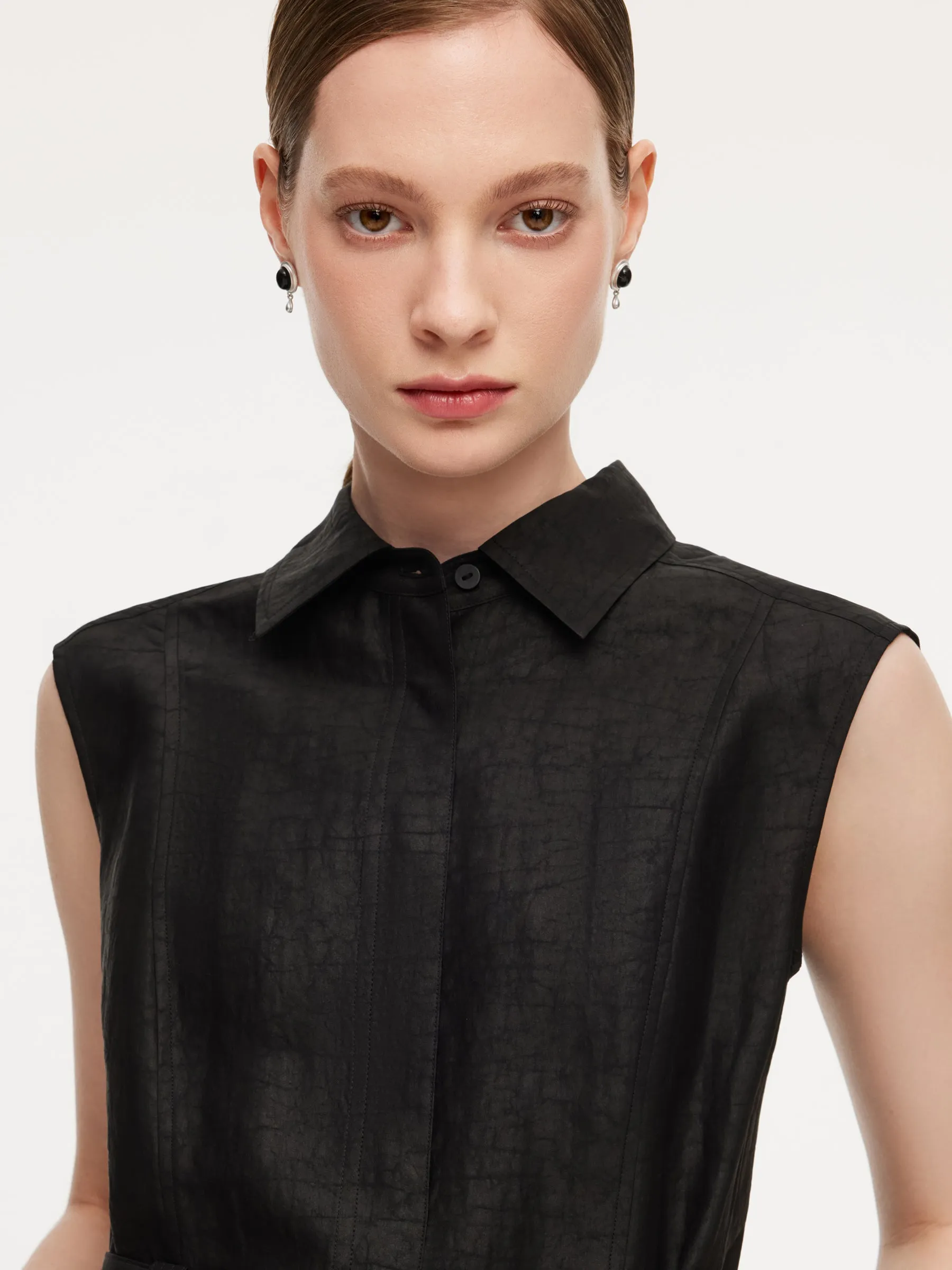 18MM Gambiered Canton Gauze Women Midi Dress With Belt sold by Goelia product image thumbnail 5