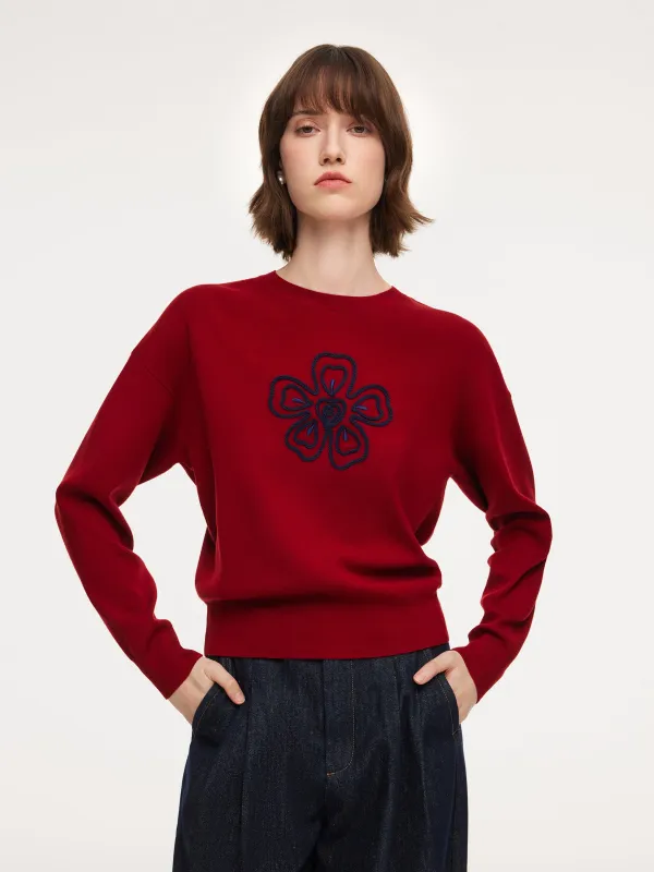 Pre-Order Tencel Wool Blend Floral Women Sweater sold by Goelia
