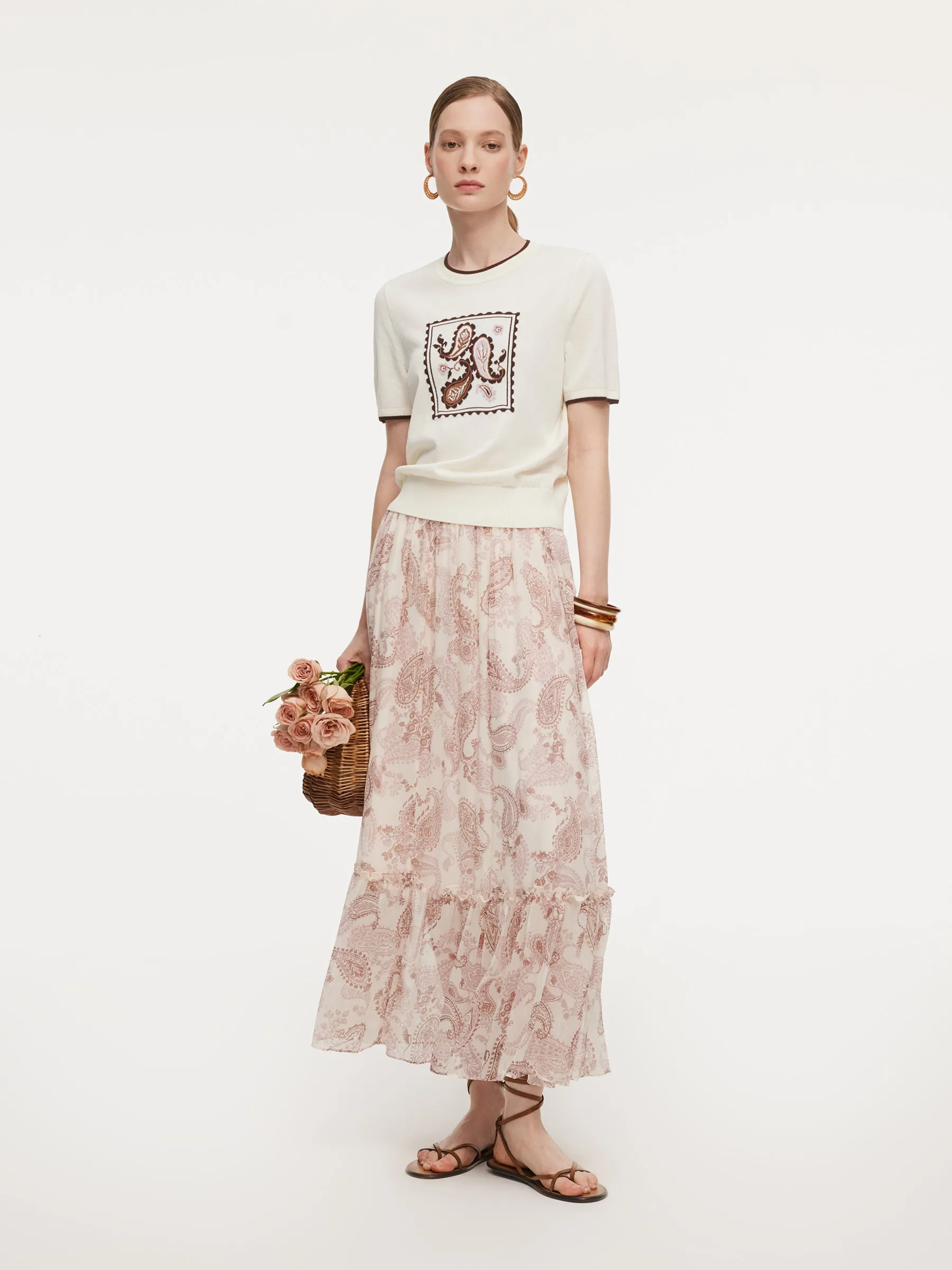 Lyocell Blend Contrast Trim Women Knit Top sold by Goelia product image thumbnail 5