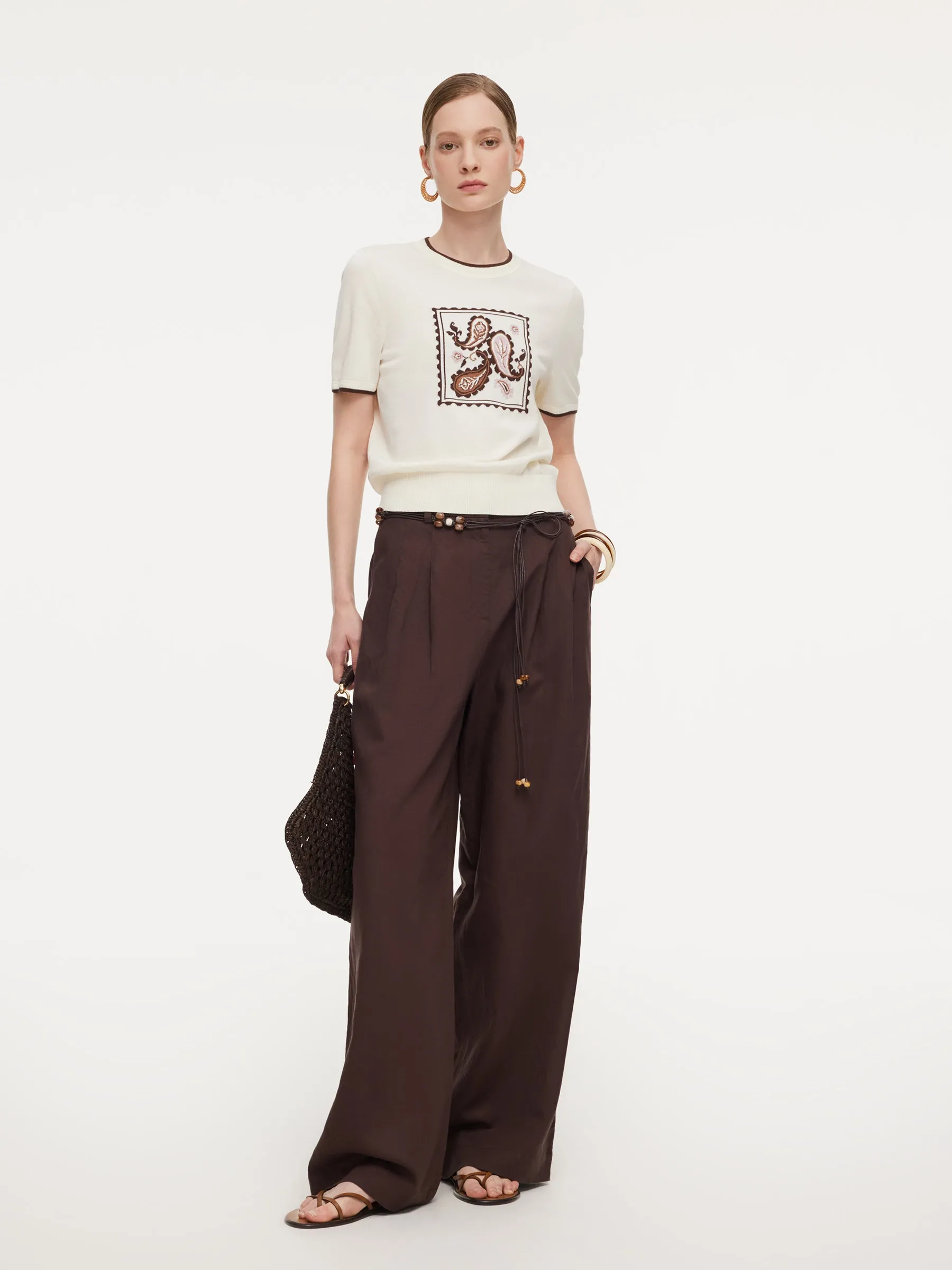 Lyocell Blend Contrast Trim Women Knit Top sold by Goelia product image thumbnail 3