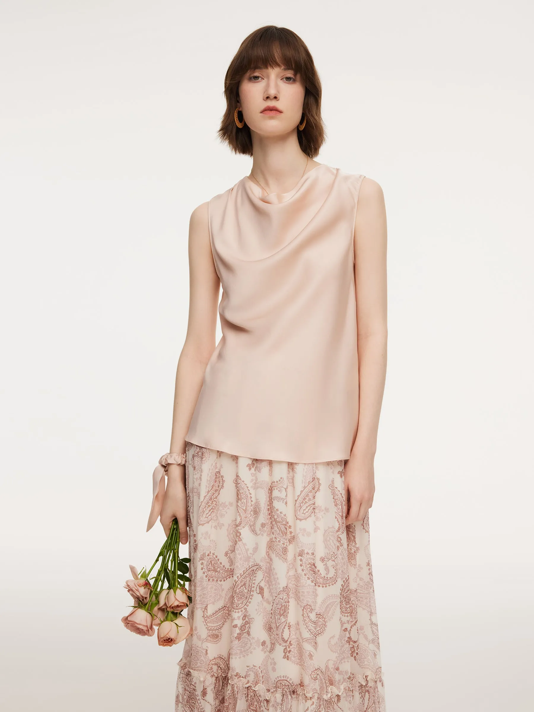 22MM Mulberry Silk Cowl Neck Women Tank Top sold by Goelia