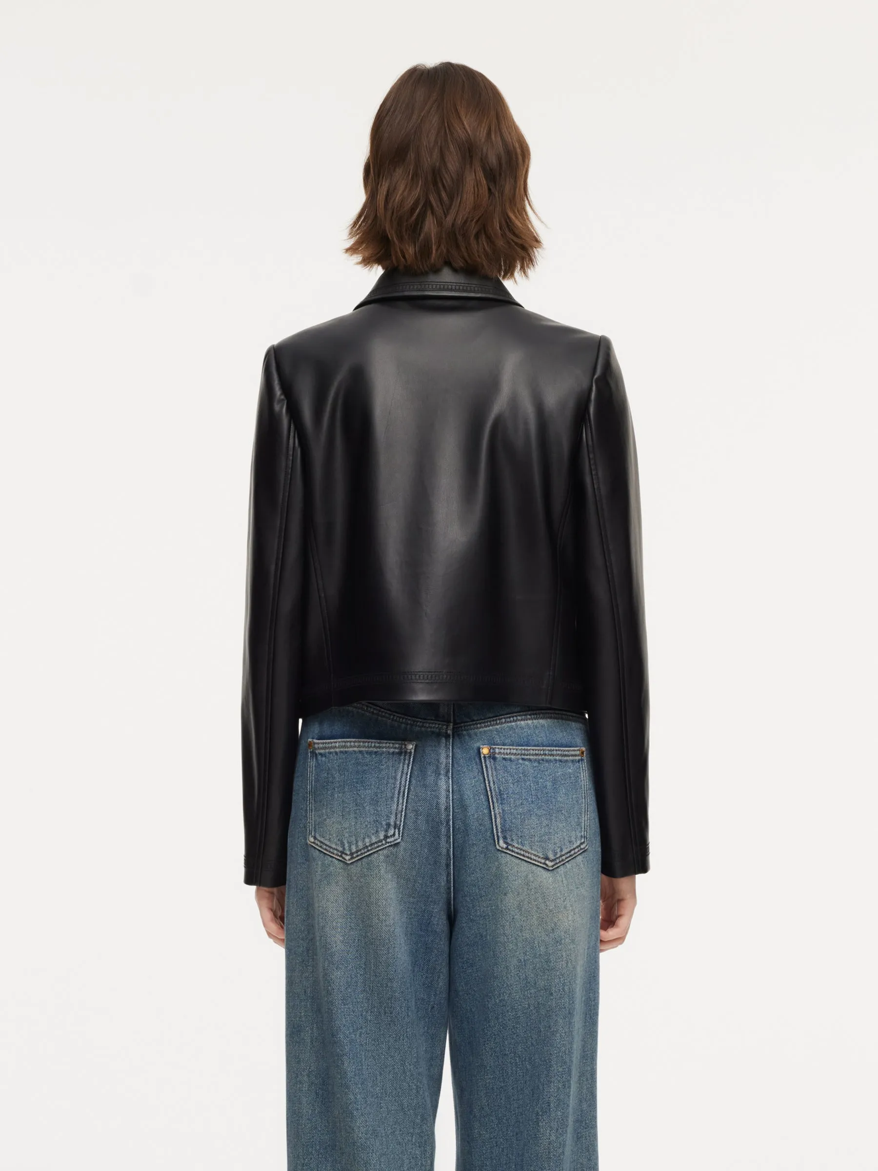 PU Leather Embroidered Trim Women Cropped Jacket sold by Goelia product image thumbnail 4