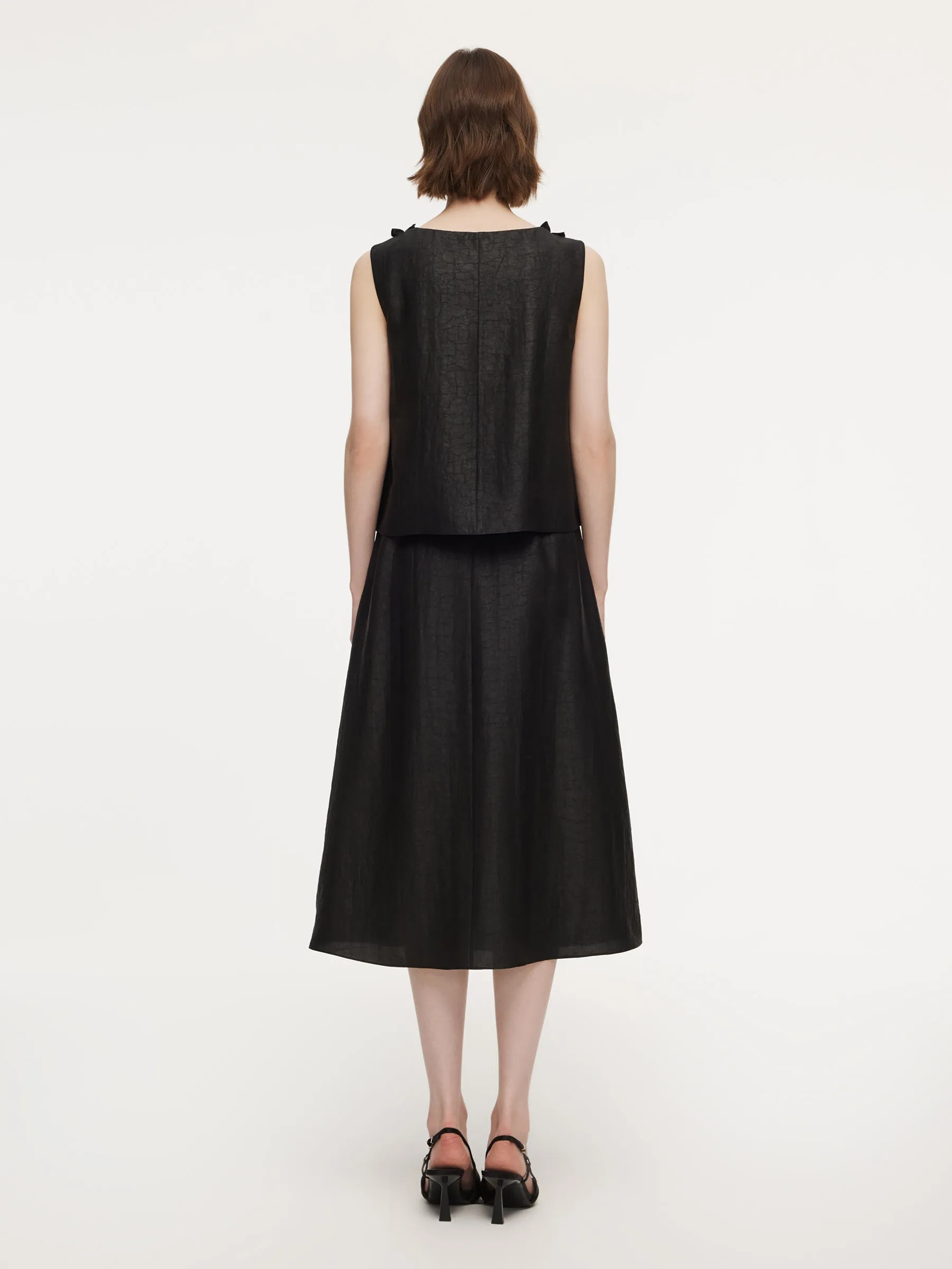 18MM Gambiered Canton Gauze Floral V-Neck Women Sleeveless Maxi Dress With Scrunchie sold by Goelia product image thumbnail 4