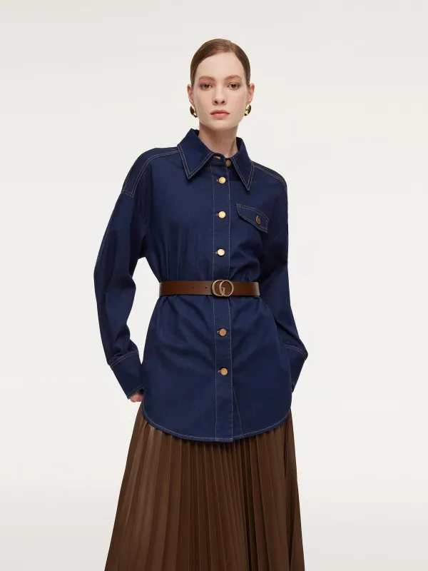 Denim Loose Fit H-Line Women Shirt sold by Goelia