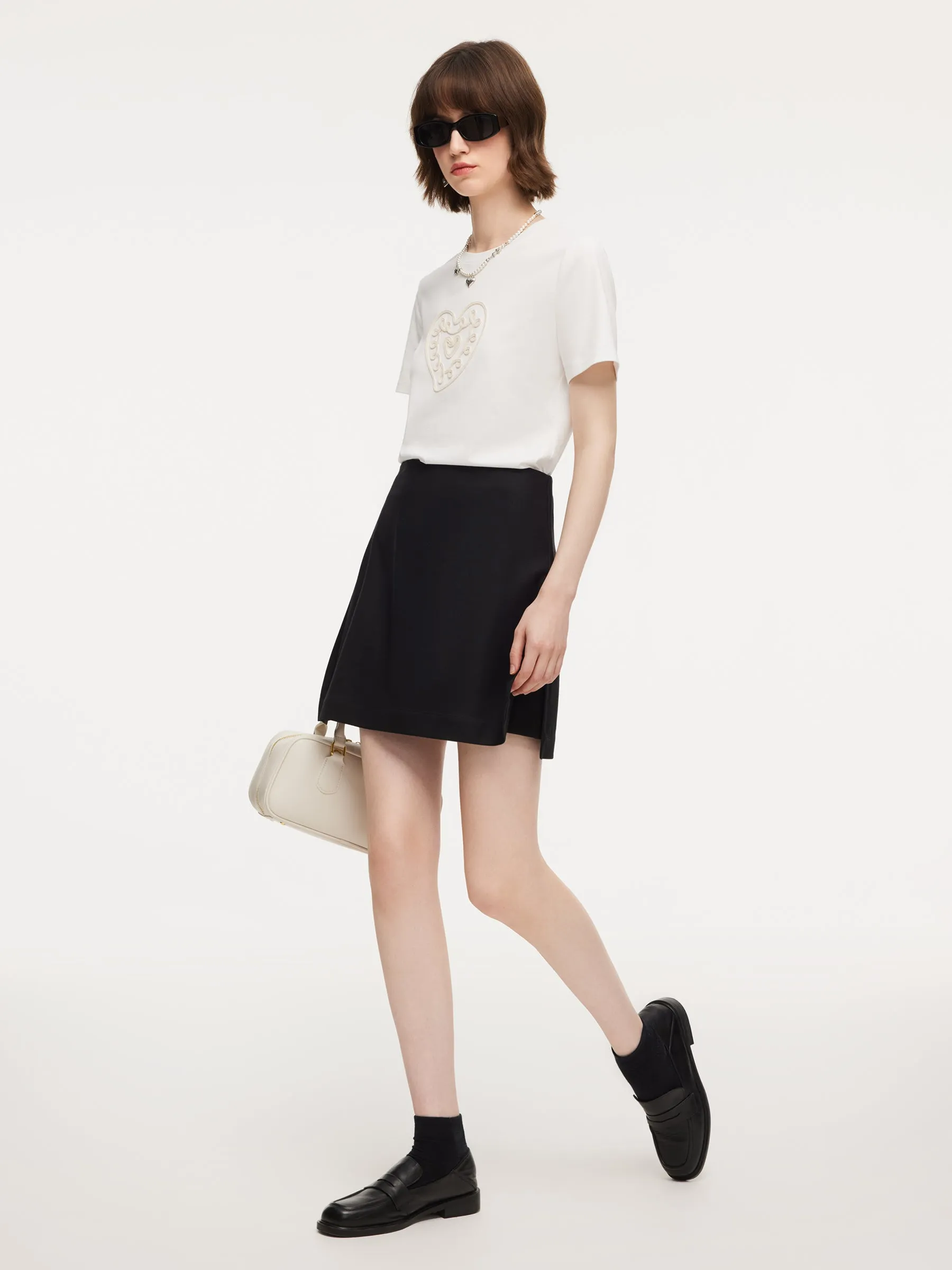 100% Worsted Wool Side Slit Women Culotte Skirt sold by Goelia product image thumbnail 3