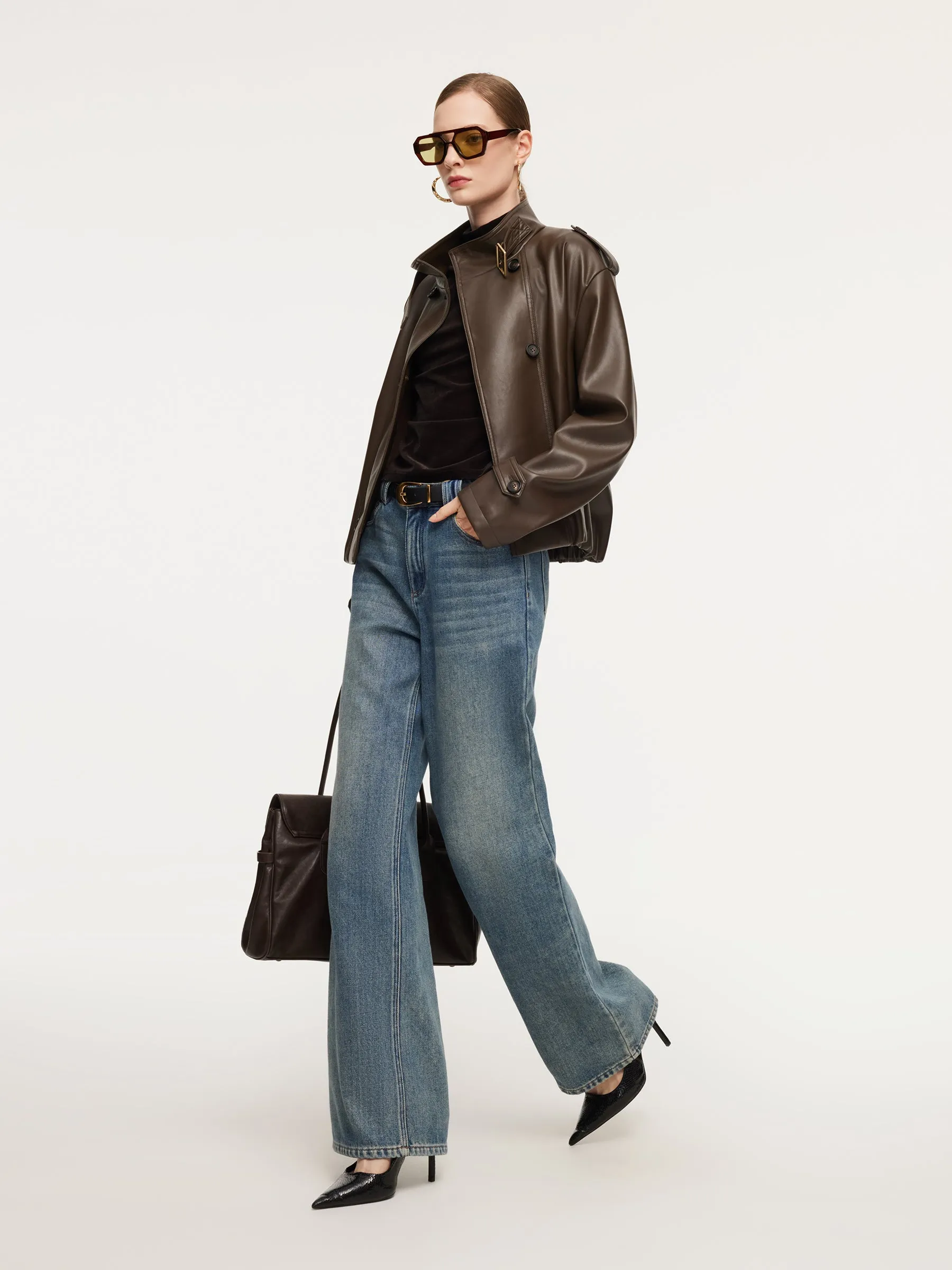 PU Leather Double-Breasted Women Trench Jacket sold by Goelia product image thumbnail 5