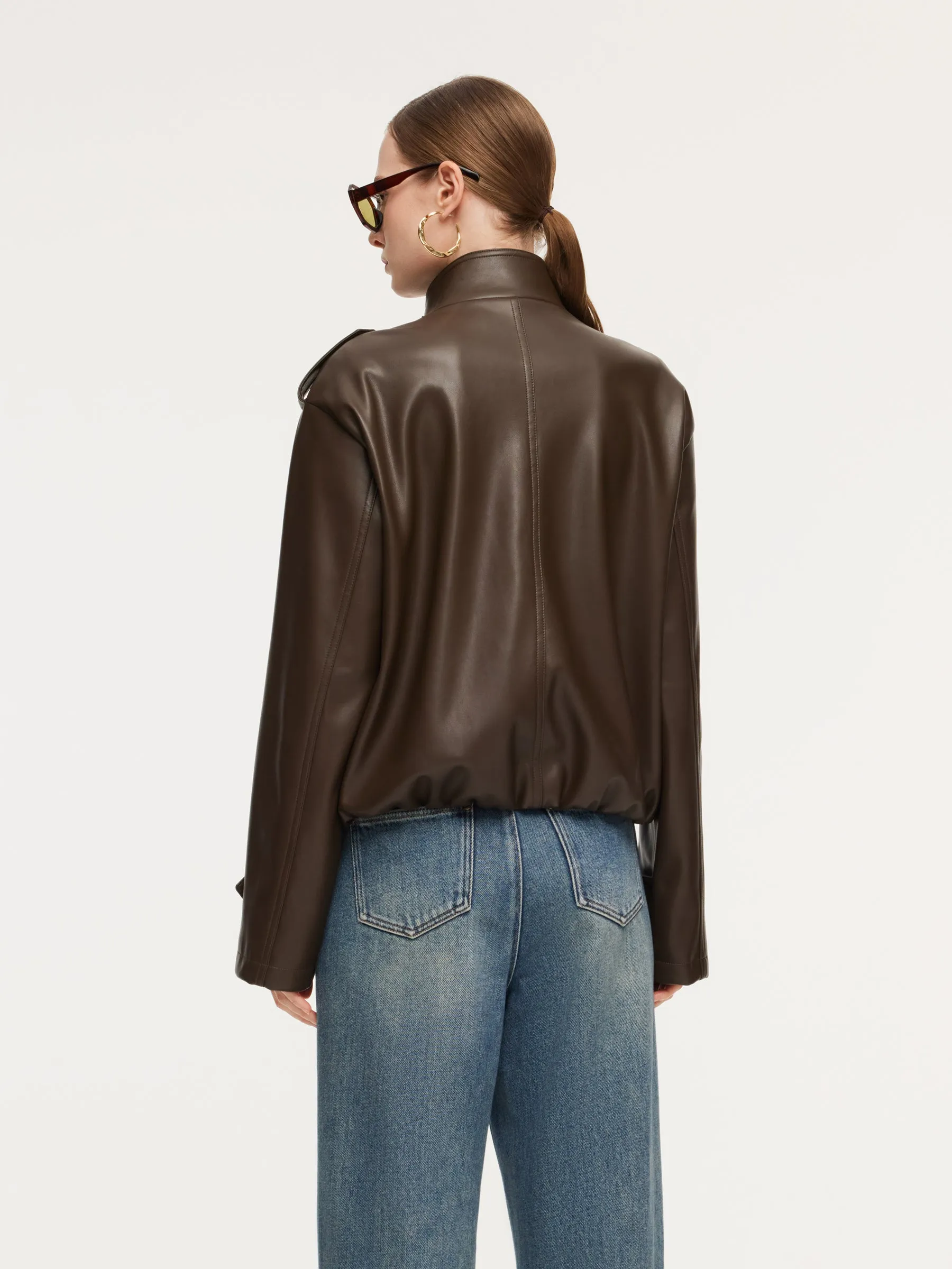 PU Leather Double-Breasted Women Trench Jacket sold by Goelia product image thumbnail 4