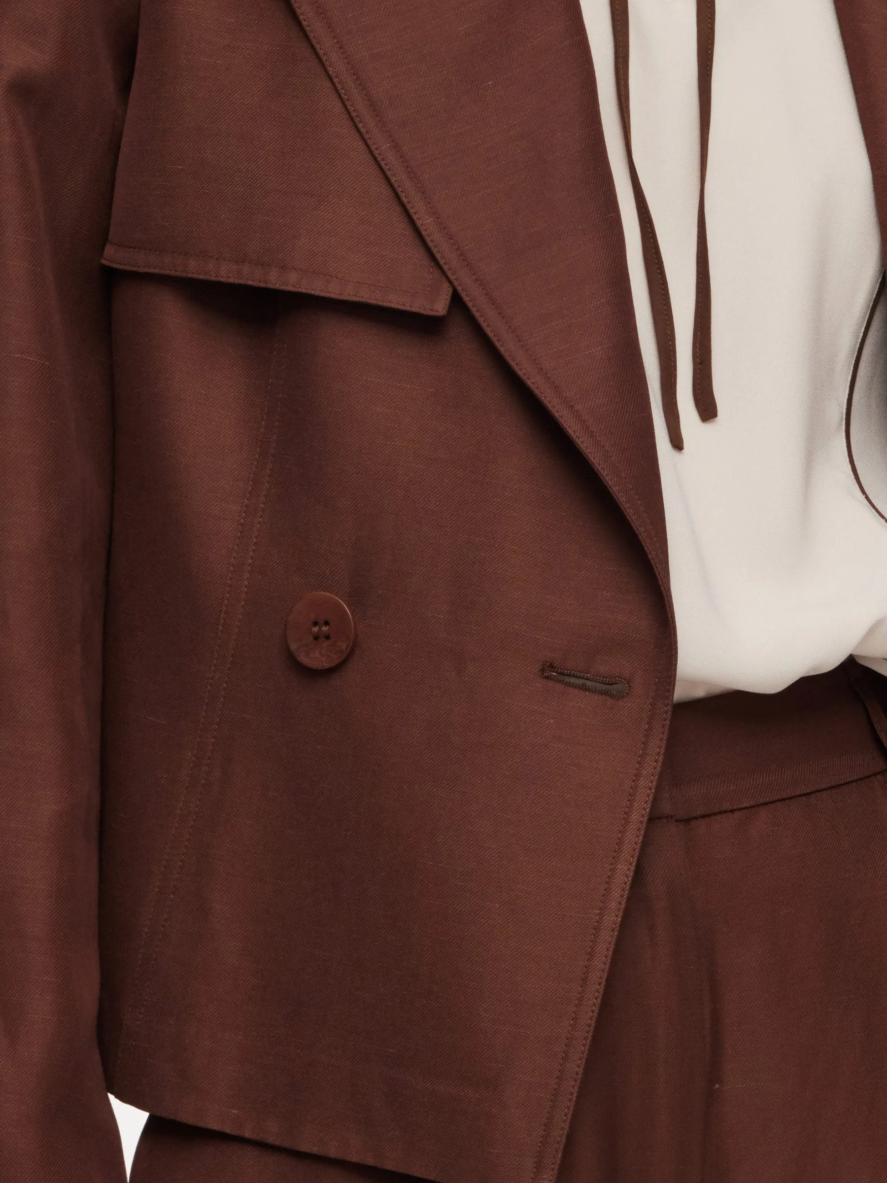 Tencel Acetate Linen Blend Women Trench Jacket With Belt sold by Goelia product image thumbnail 5