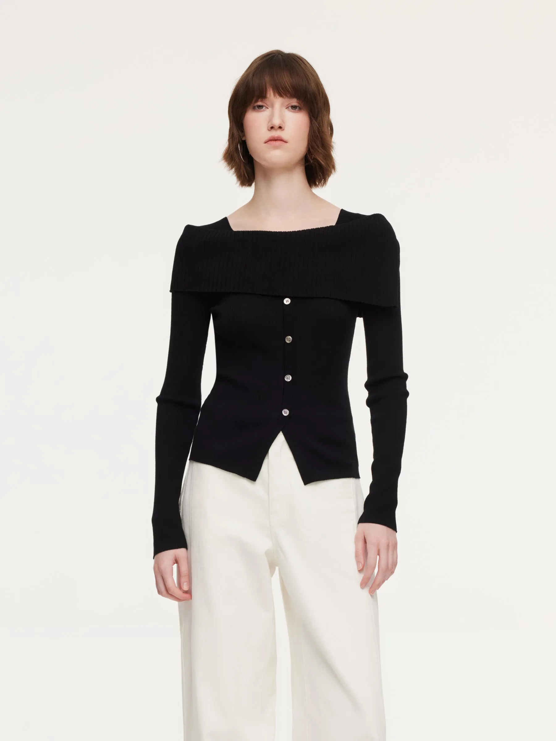 100% Wool Boat Neck Women Knit Top sold by Goelia product image thumbnail 3