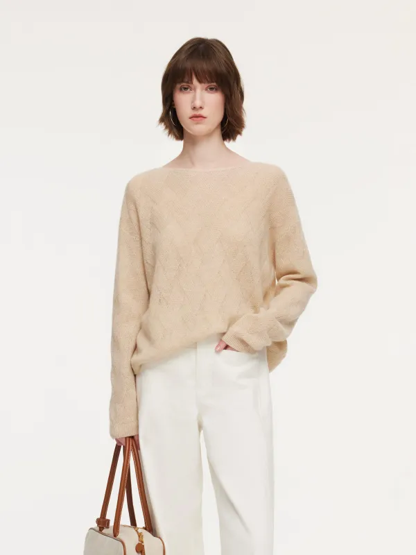 Cashmere Boat Neck Loose Fit Women Sweater sold by Goelia