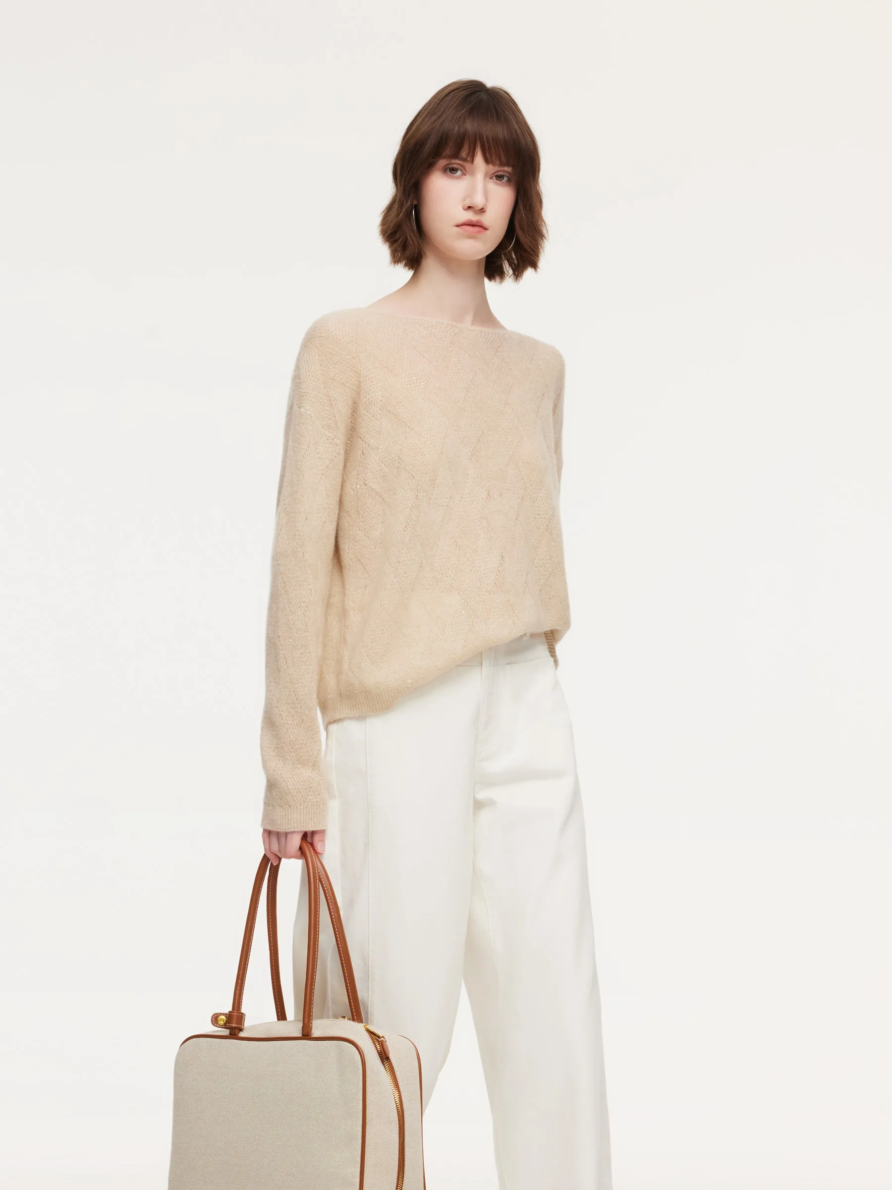 Cashmere Boat Neck Loose Fit Women Sweater sold by Goelia product image thumbnail 4