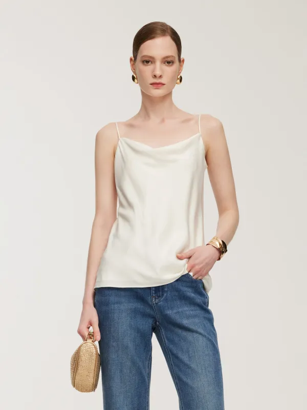 22MM Mulberry Silk Cowl Neck Women Camisole With Scrunchie sold by Goelia