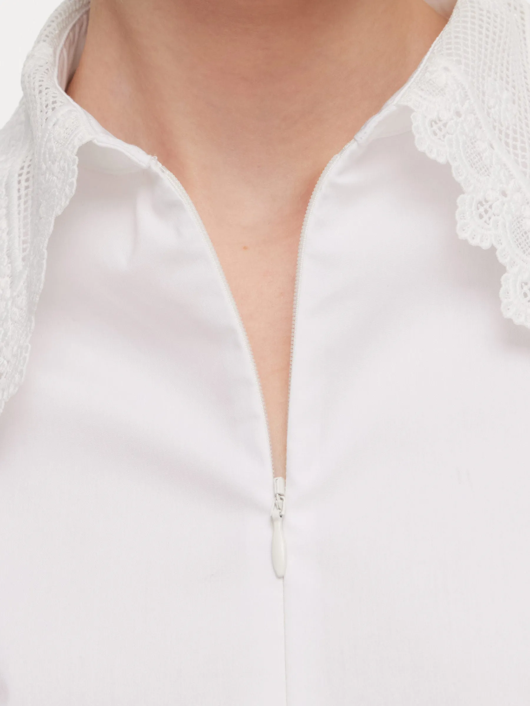 Lace Collar Hidden Half-Zip Women Shirt sold by Goelia product image thumbnail 5