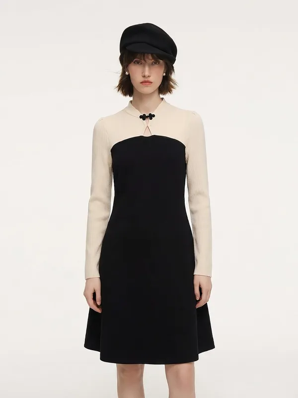 Lyocell Wool Blend Women Knit Qipao Midi Dress sold by Goelia