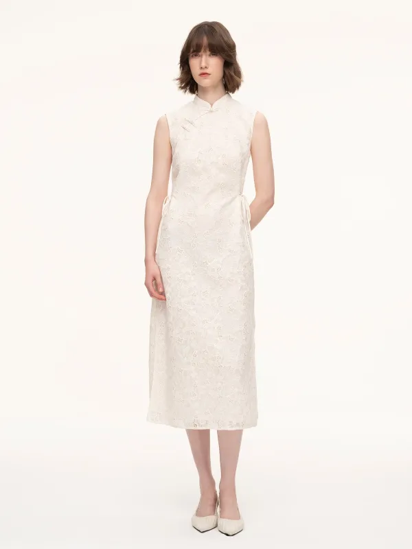 Lace Sleeveless Women Qipao Midi Dress sold by Goelia