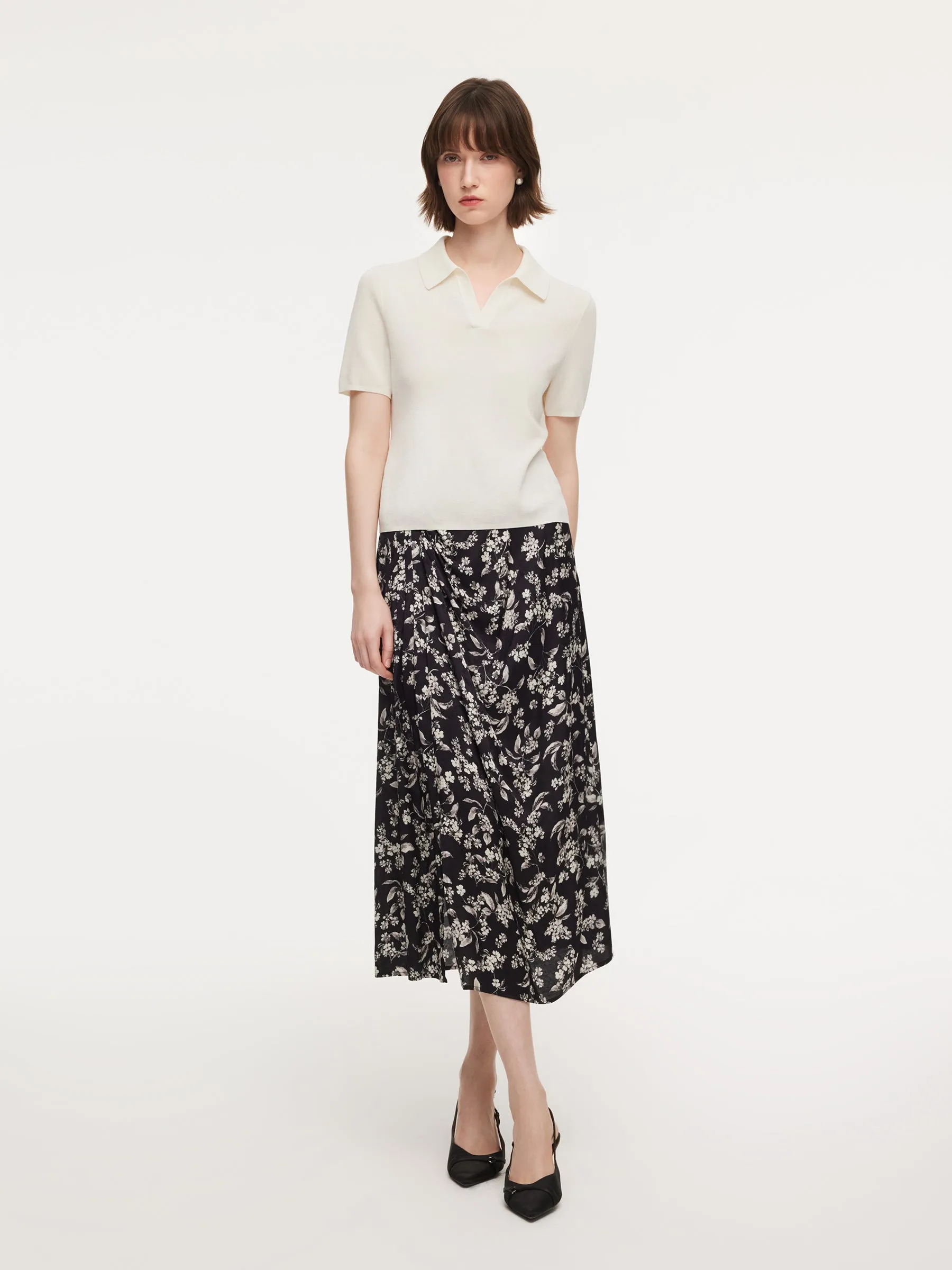 Tencel Blend Women Knit Top With Floral Print Scarf sold by Goelia product image thumbnail 3