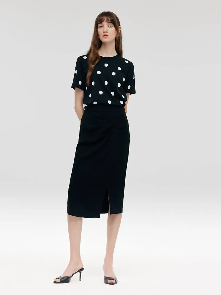 Round Neck Polka Dots Printed Women T-Shirt sold by Goelia product image thumbnail 4