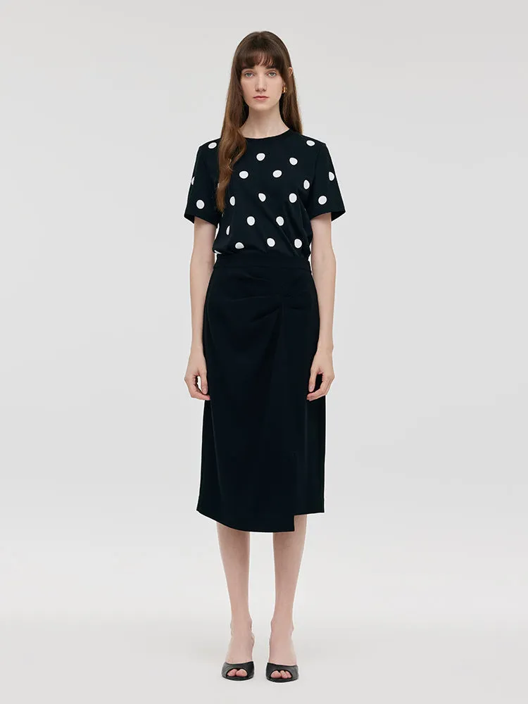 Round Neck Polka Dots Printed Women T-Shirt sold by Goelia product image thumbnail 2