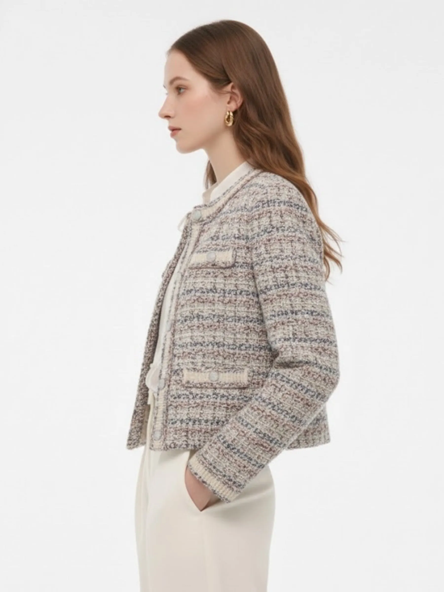 Wool Blend Jacquard Women Cardigan sold by Goelia product image thumbnail 2