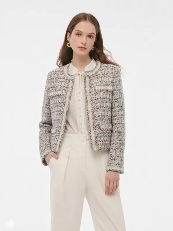 Wool Blend Jacquard Women Cardigan sold by Goelia