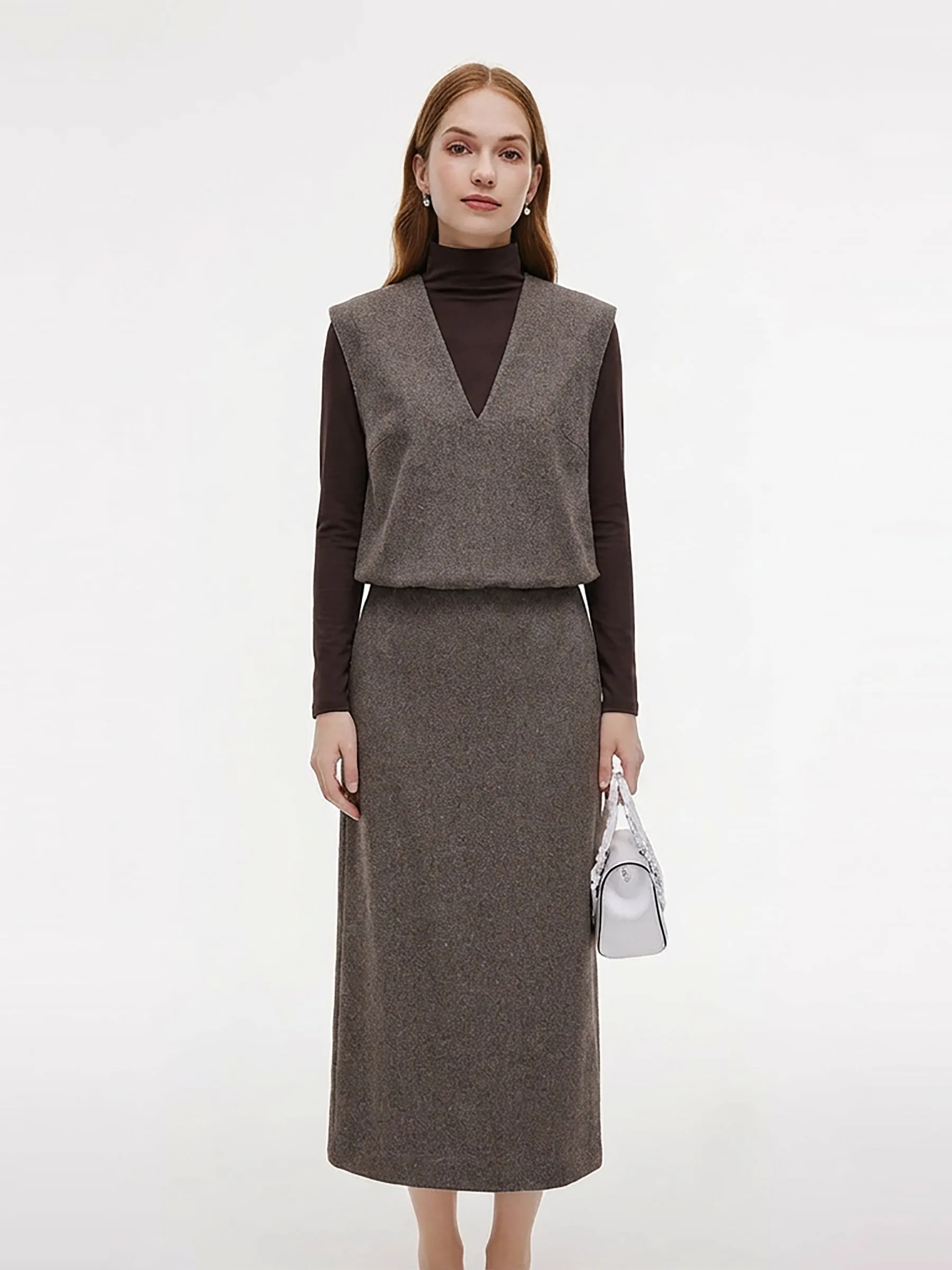 Washable Wool Vest & Knit Top & Skirt Three-Piece Set sold by Goelia product image thumbnail 3