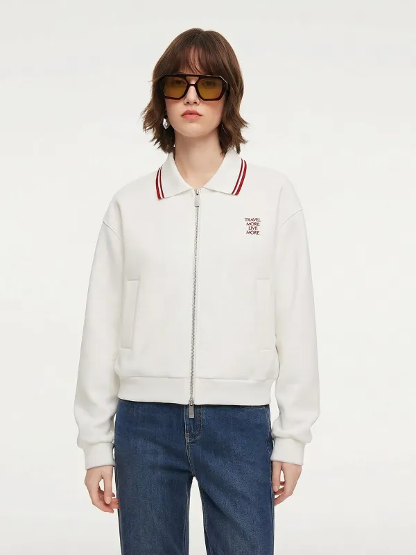 Letter Embroidered Zip-Up Women Jacket sold by Goelia