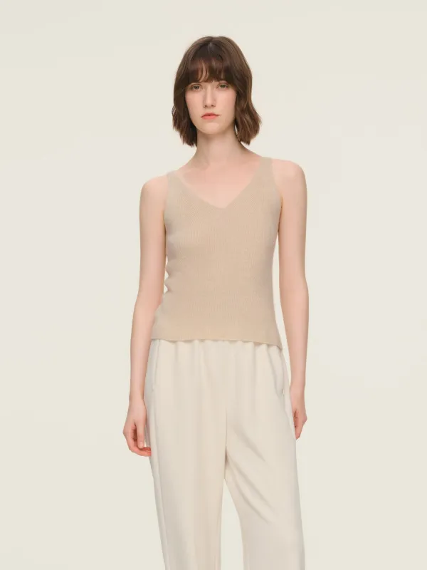 100% Cashmere Seamless Women Knit Tank Top sold by Goelia