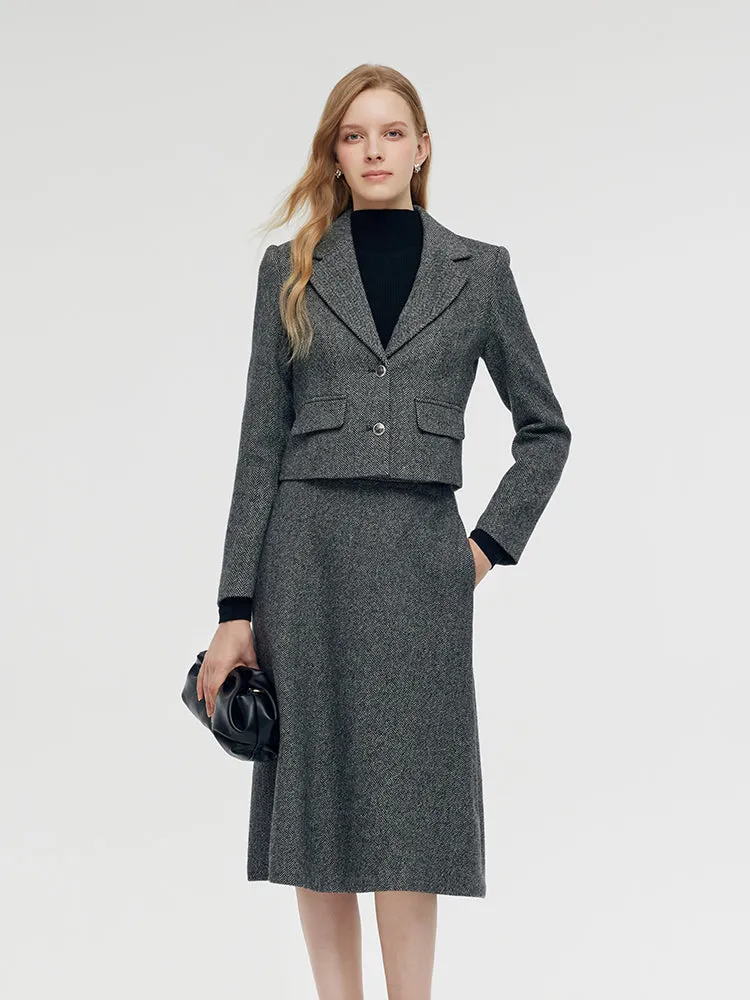 Washable Wool Crop Jacket And Half Skirt Two-piece Set sold by Goelia
