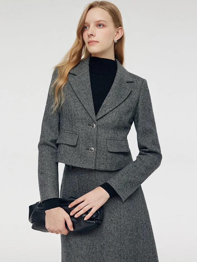 Washable Wool Crop Jacket And Half Skirt Two-piece Set sold by Goelia product image thumbnail 4