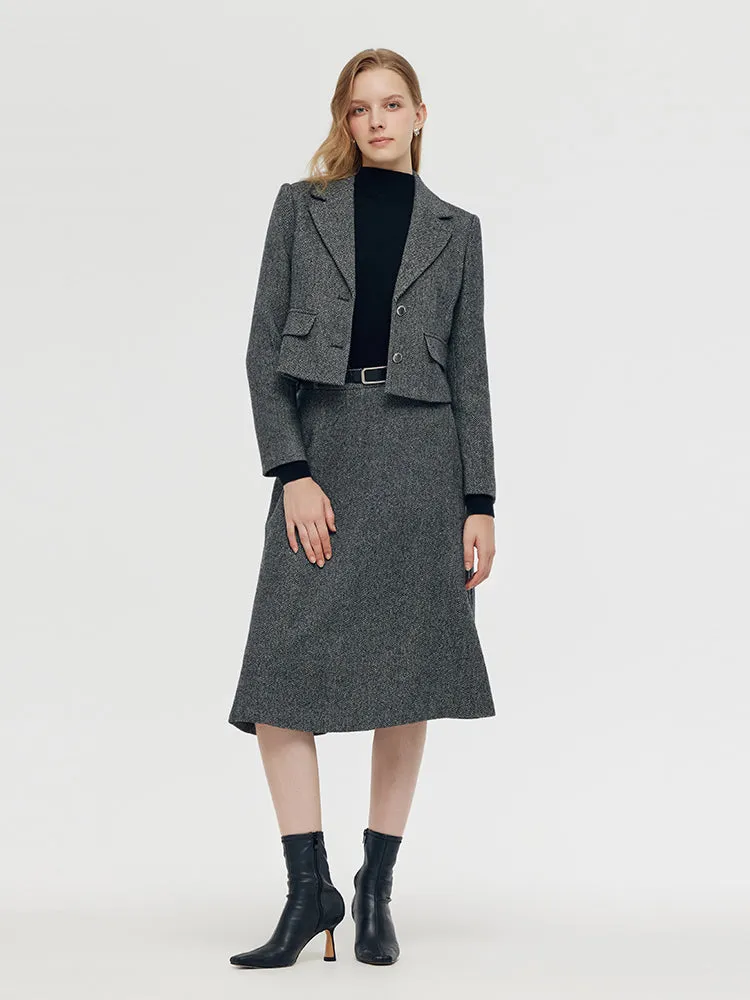 Washable Wool Crop Jacket And Half Skirt Two-piece Set sold by Goelia product image thumbnail 2
