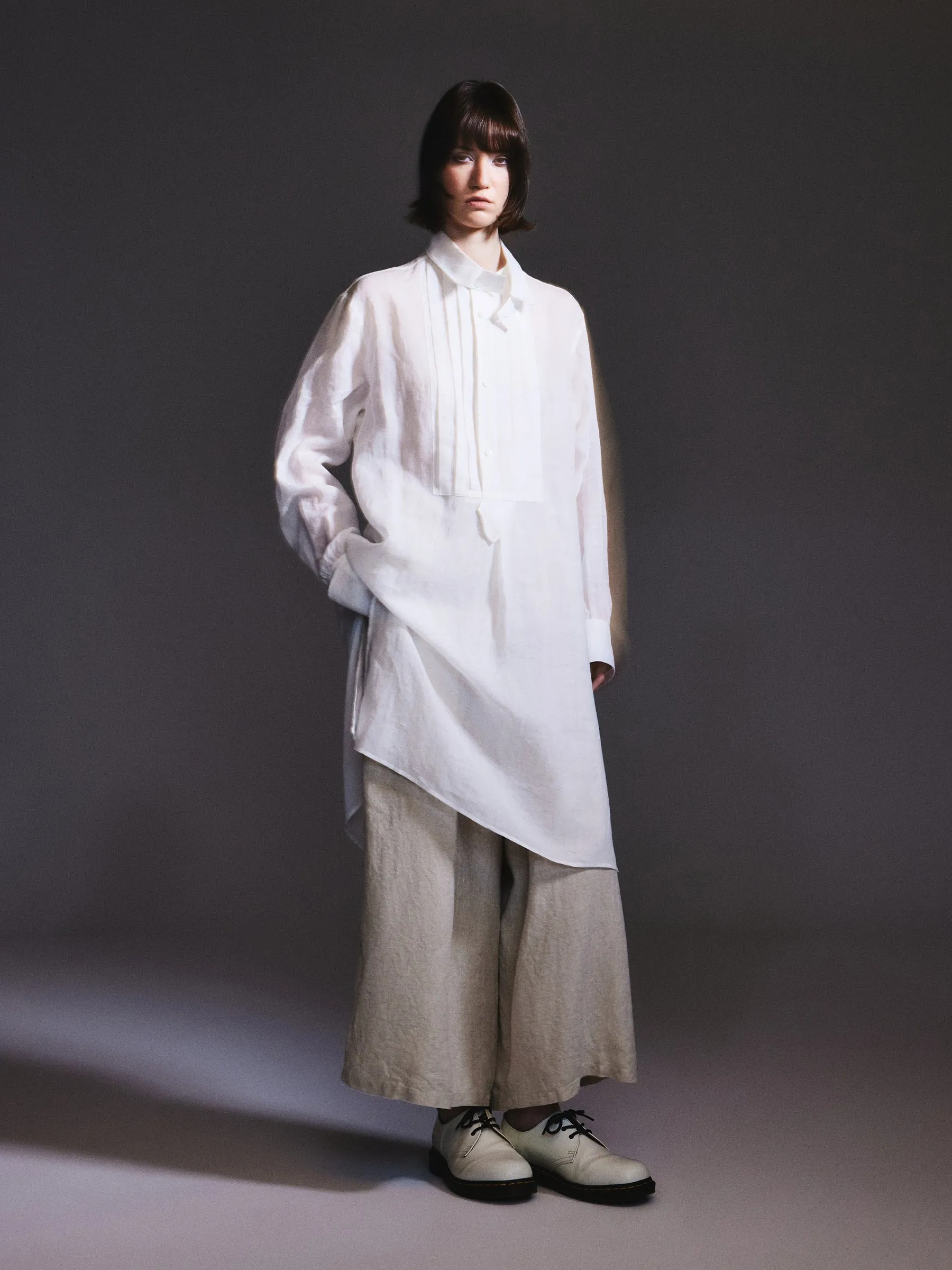 100% Ramie Loose Fit H-Line Unisex Long Shirt sold by Goelia product image thumbnail 3