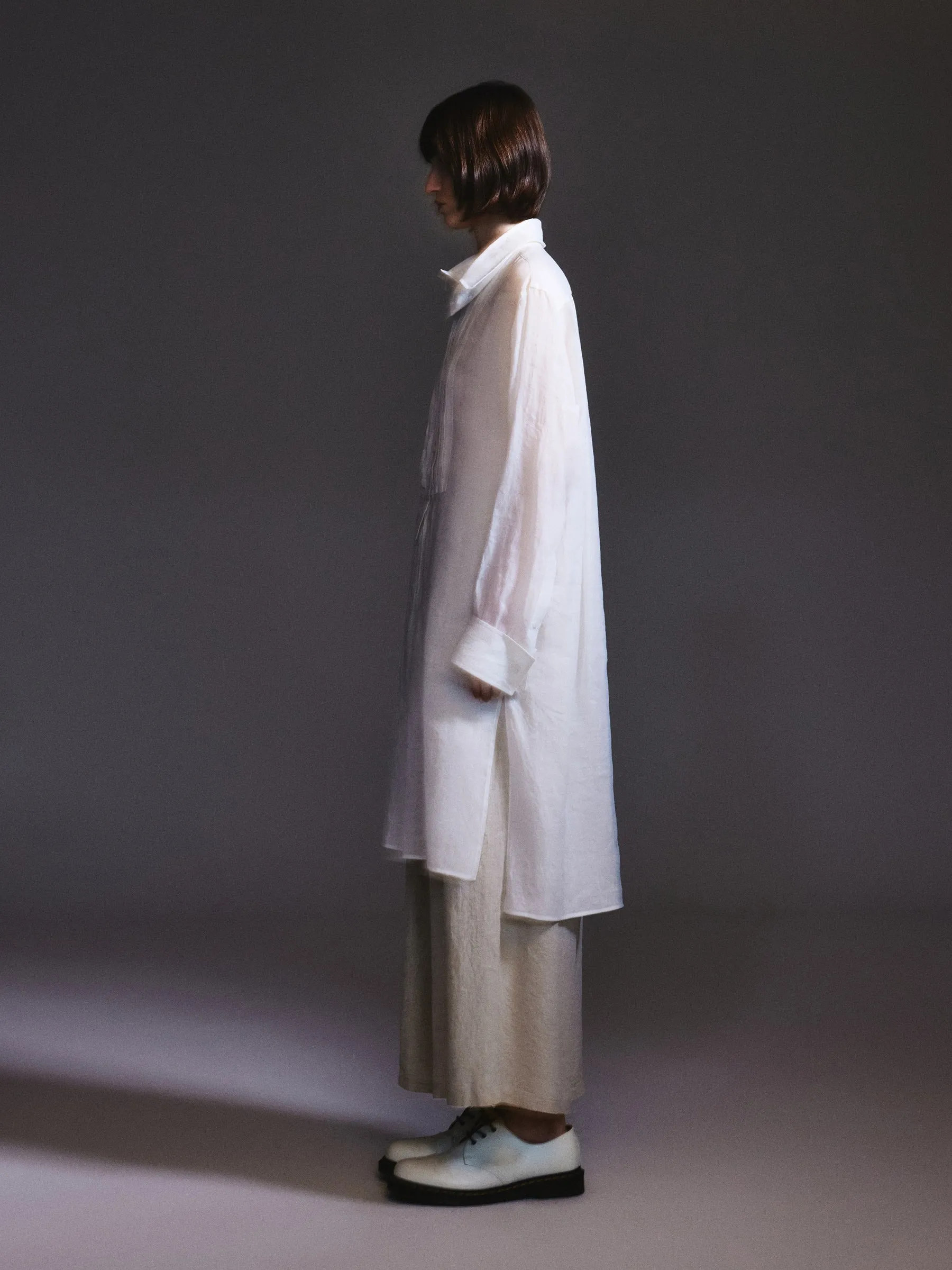 100% Ramie Loose Fit H-Line Unisex Long Shirt sold by Goelia product image thumbnail 5