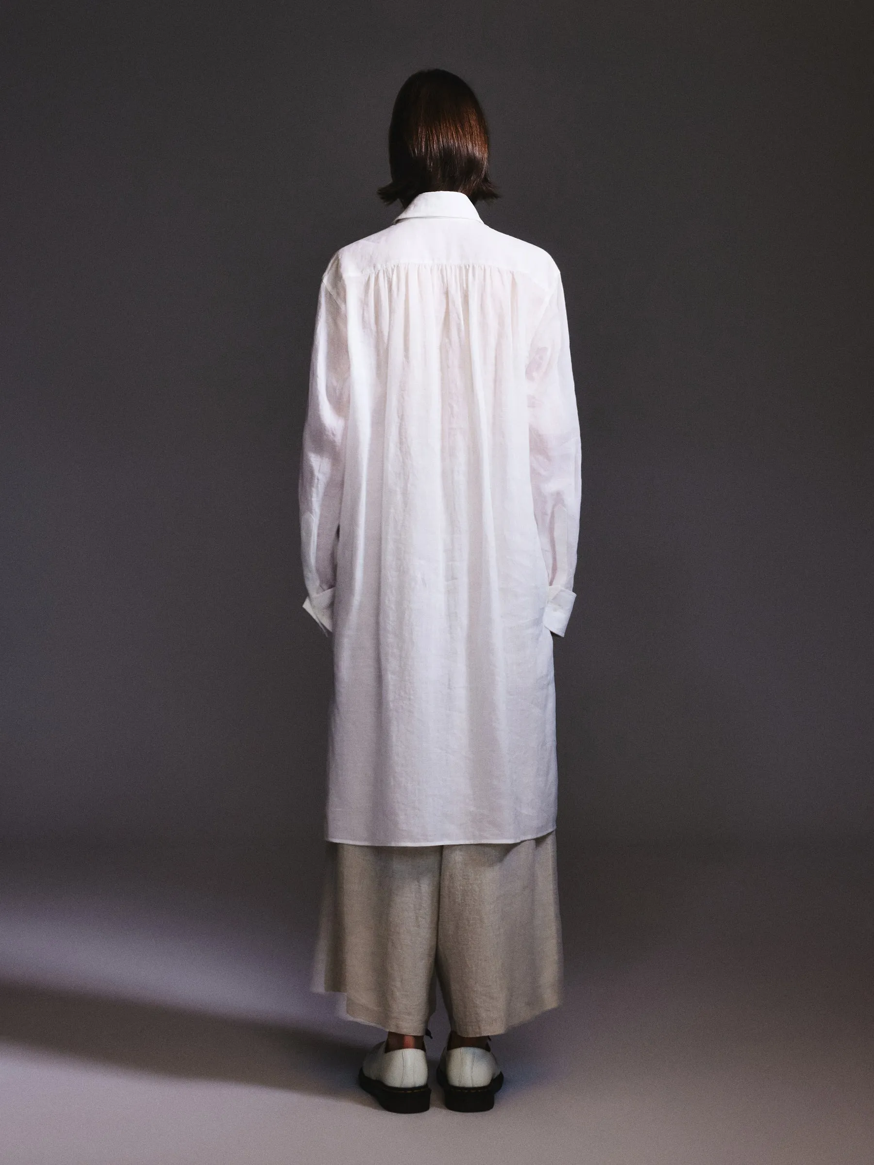 100% Ramie Loose Fit H-Line Unisex Long Shirt sold by Goelia product image thumbnail 4