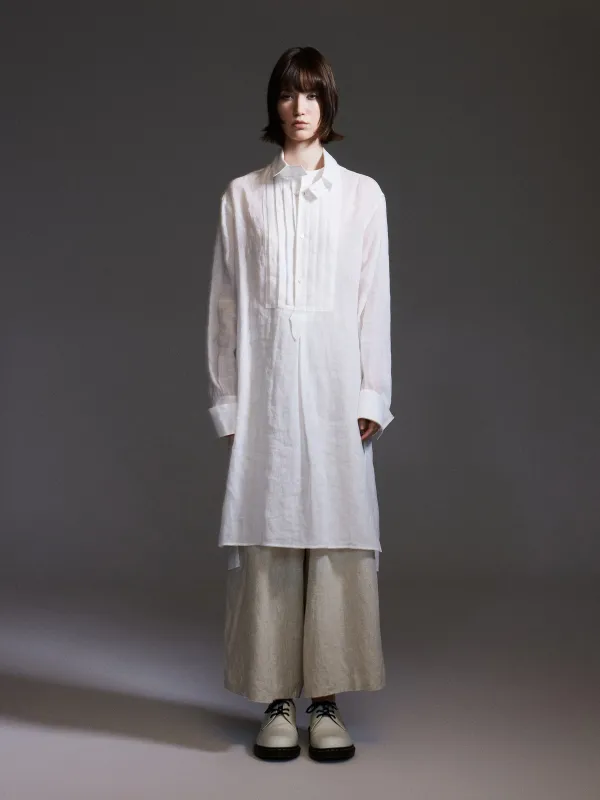 100% Ramie Loose Fit H-Line Unisex Long Shirt sold by Goelia