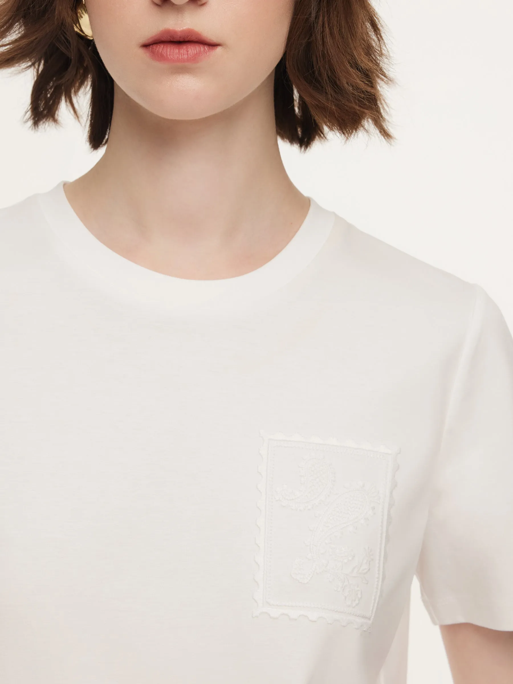 100% Cotton Paisley Embroidered Women T-Shirt sold by Goelia product image thumbnail 5