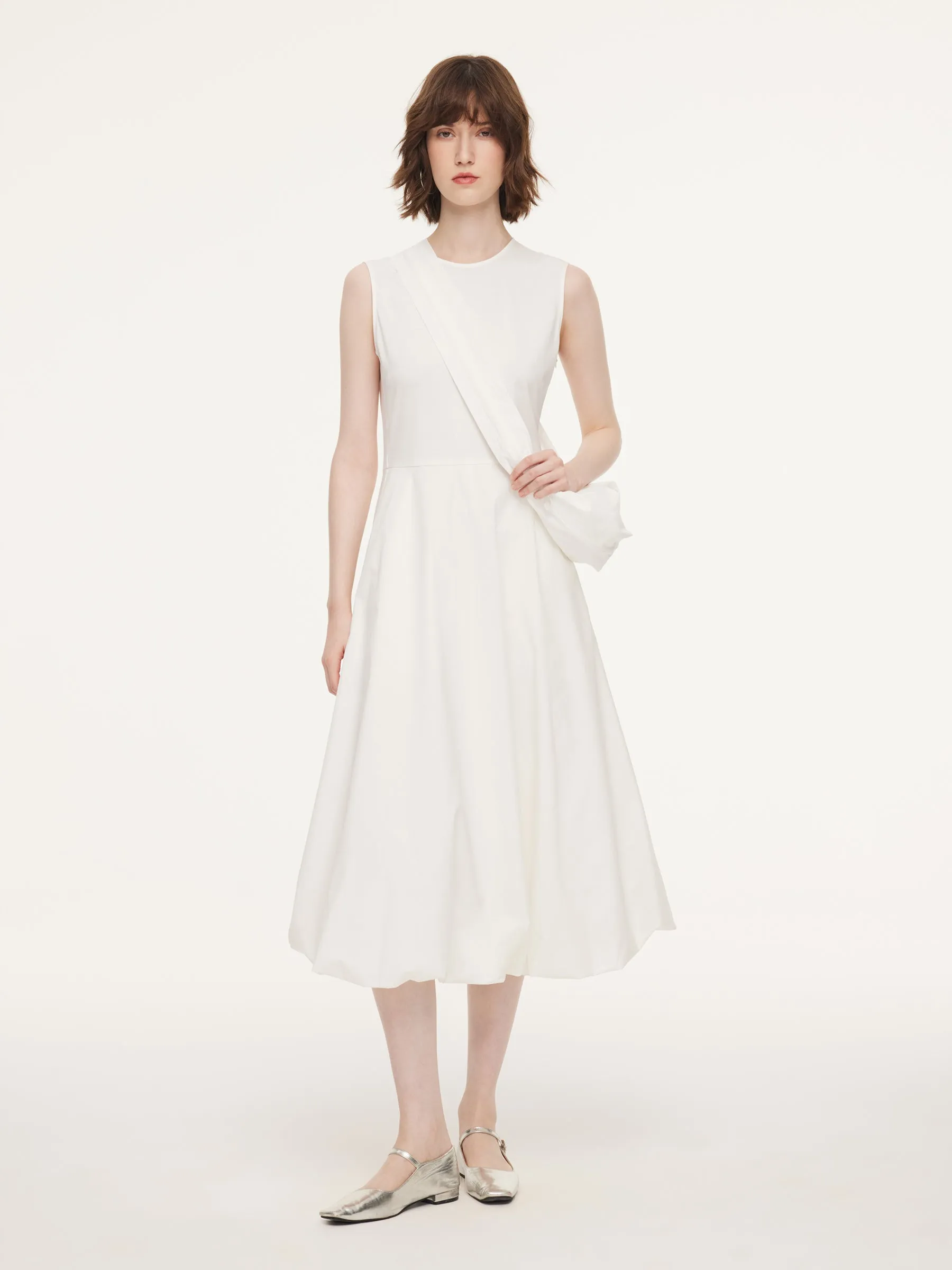 100% Cotton Bubble Hem Women Sleeveless Maxi Dress With Bag sold by Goelia product image thumbnail 2