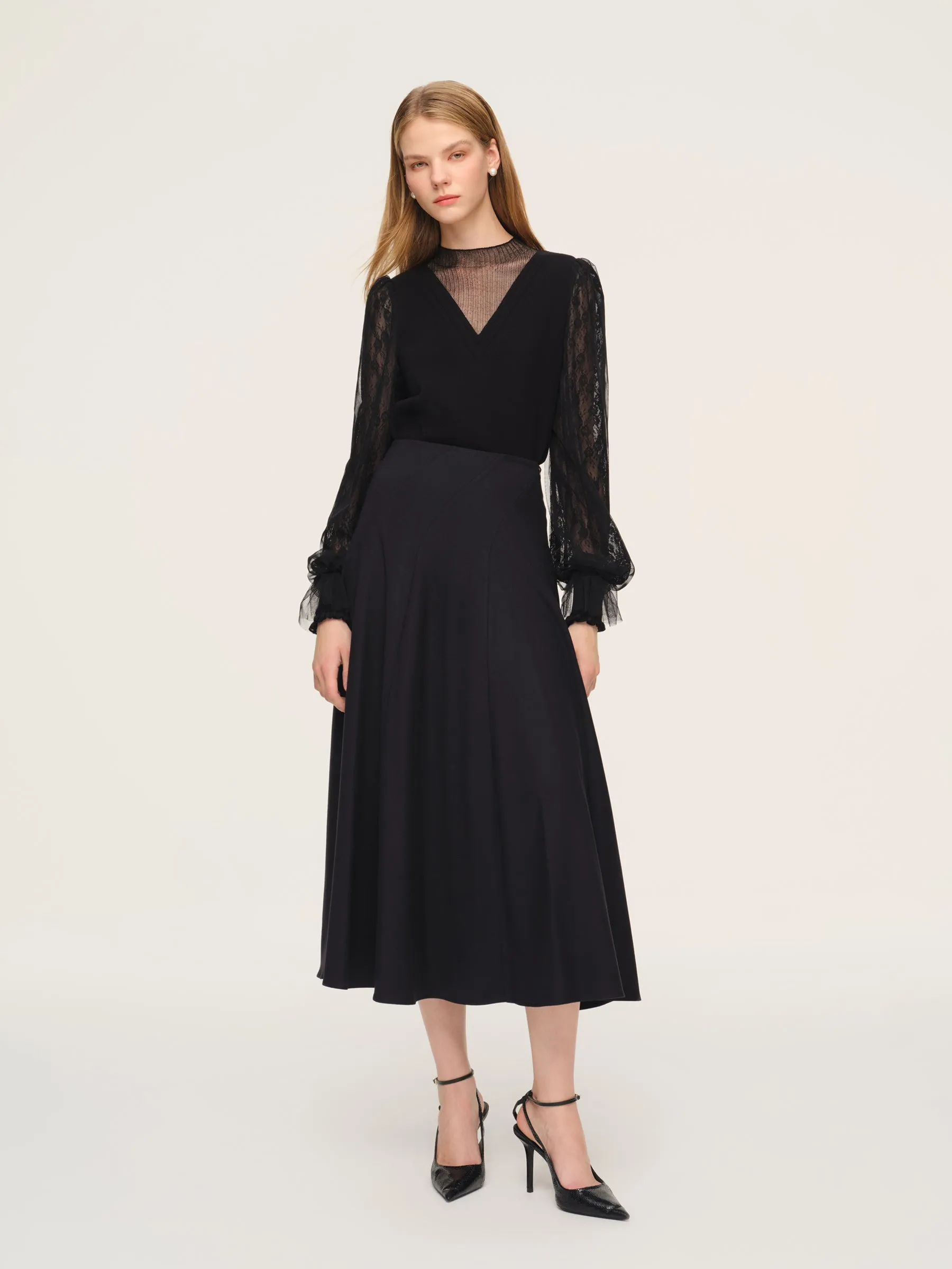 Cashmere Wool Blend Stretch Women Skirt sold by Goelia product image thumbnail 4