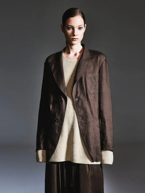 100% Linen Loose Fit X-Line Unisex Blazer sold by Goelia