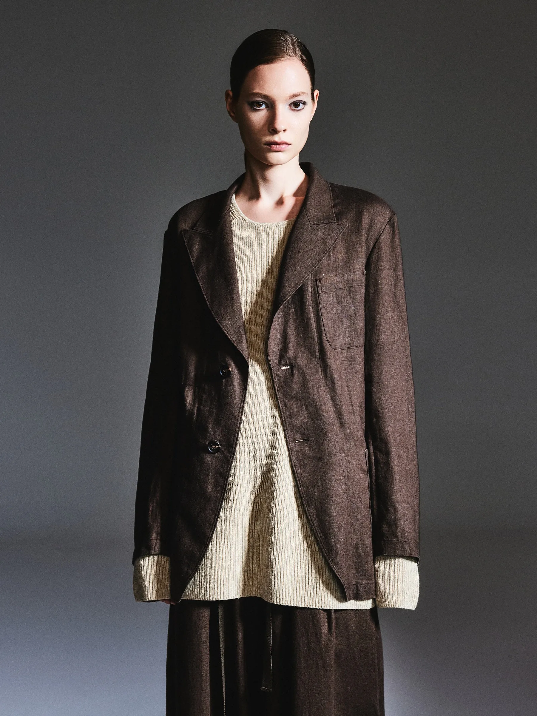 100% Linen Loose Fit X-Line Unisex Blazer sold by Goelia