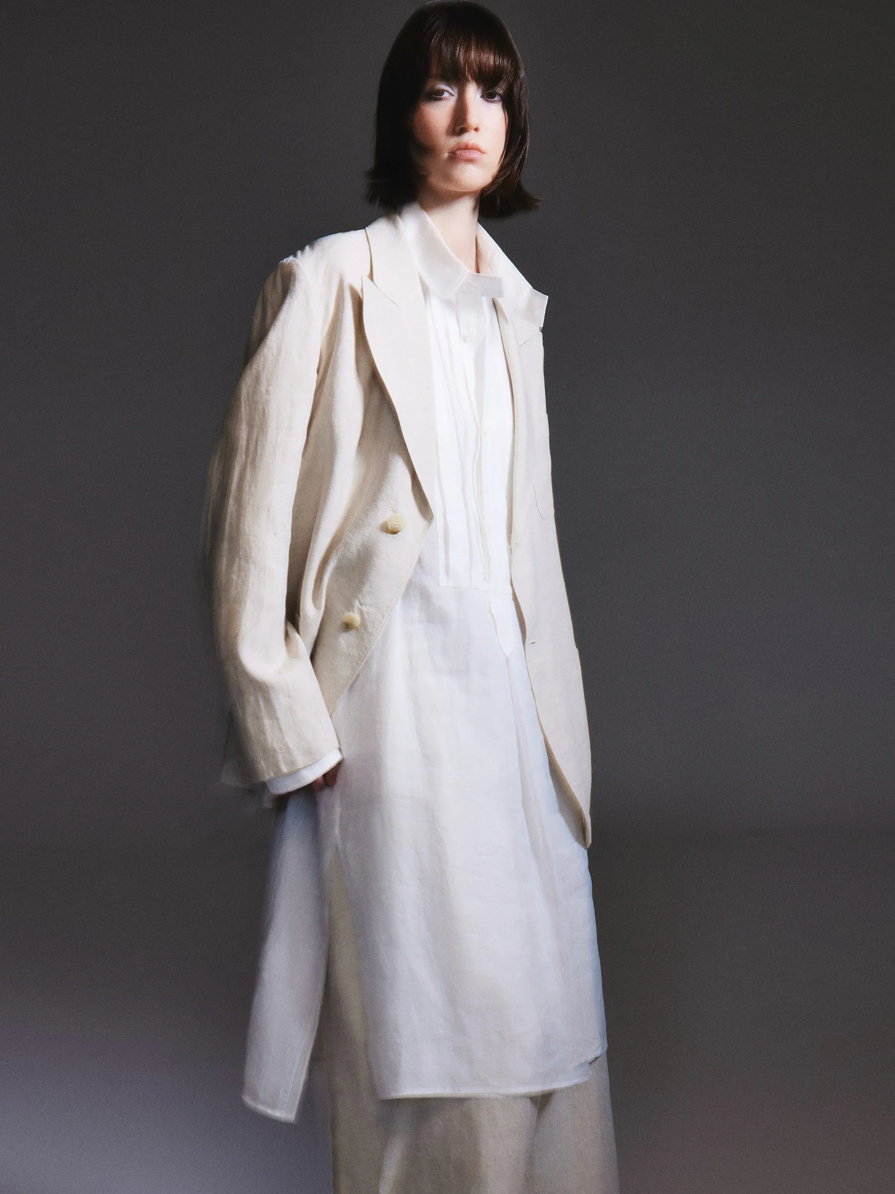 100% Linen Loose Fit X-Line Unisex Blazer sold by Goelia product image thumbnail 3