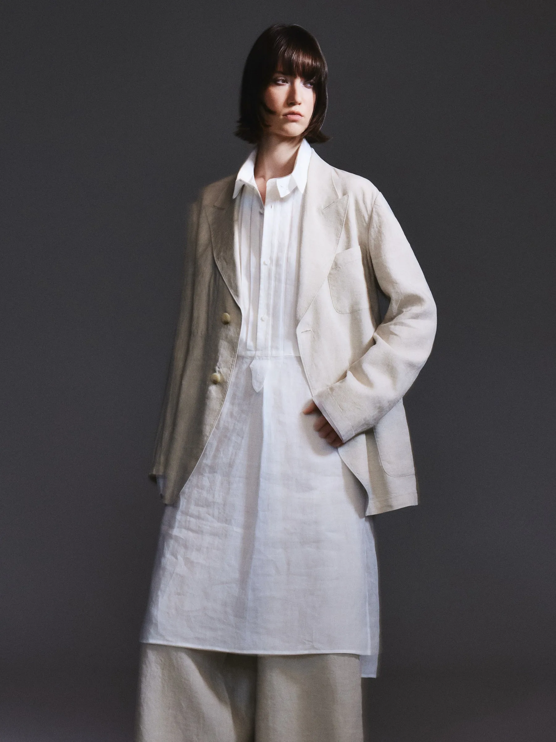 100% Linen Loose Fit X-Line Unisex Blazer sold by Goelia product image thumbnail 2