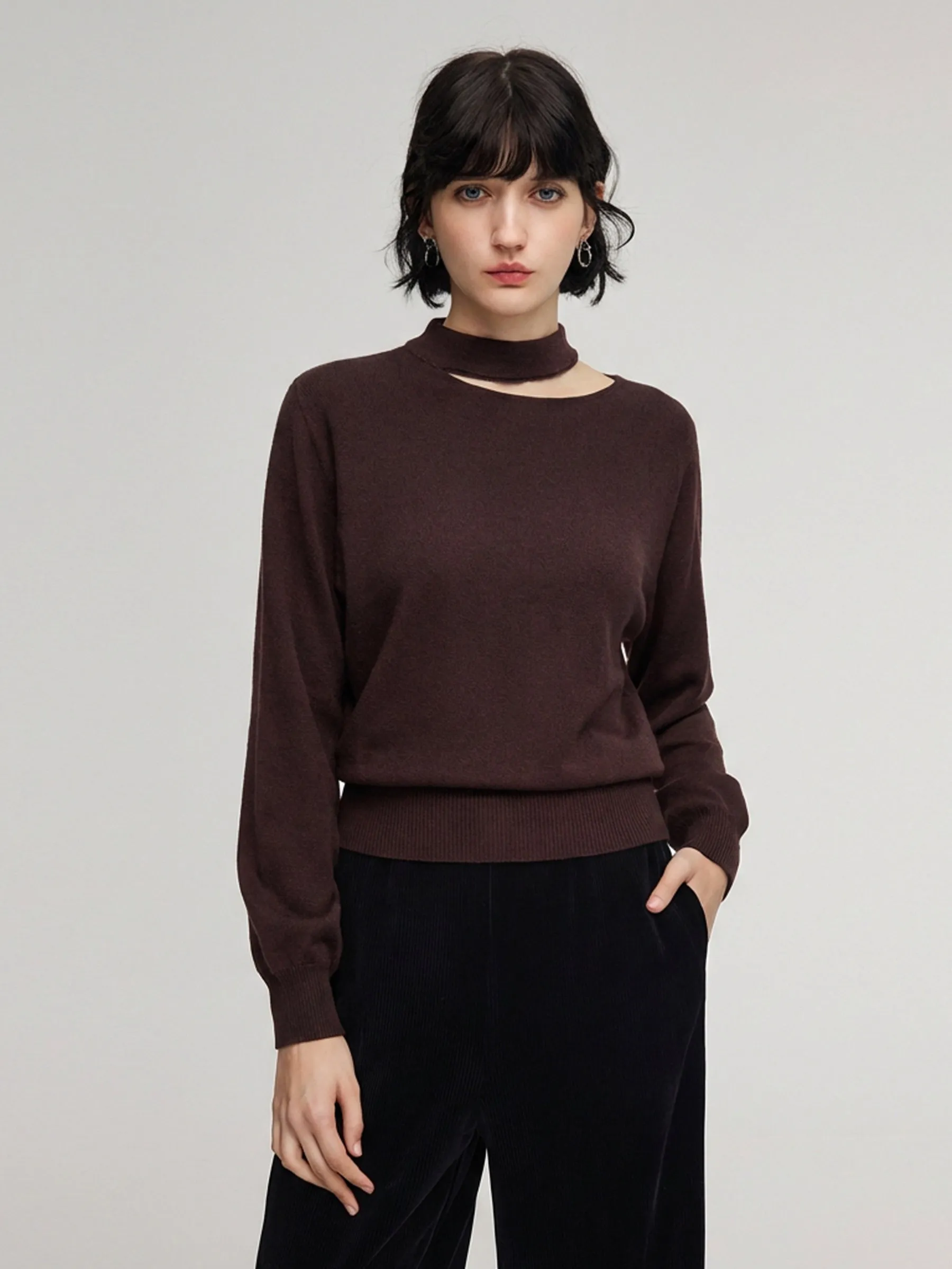 100% Wool Cut Out Women Sweater sold by Goelia