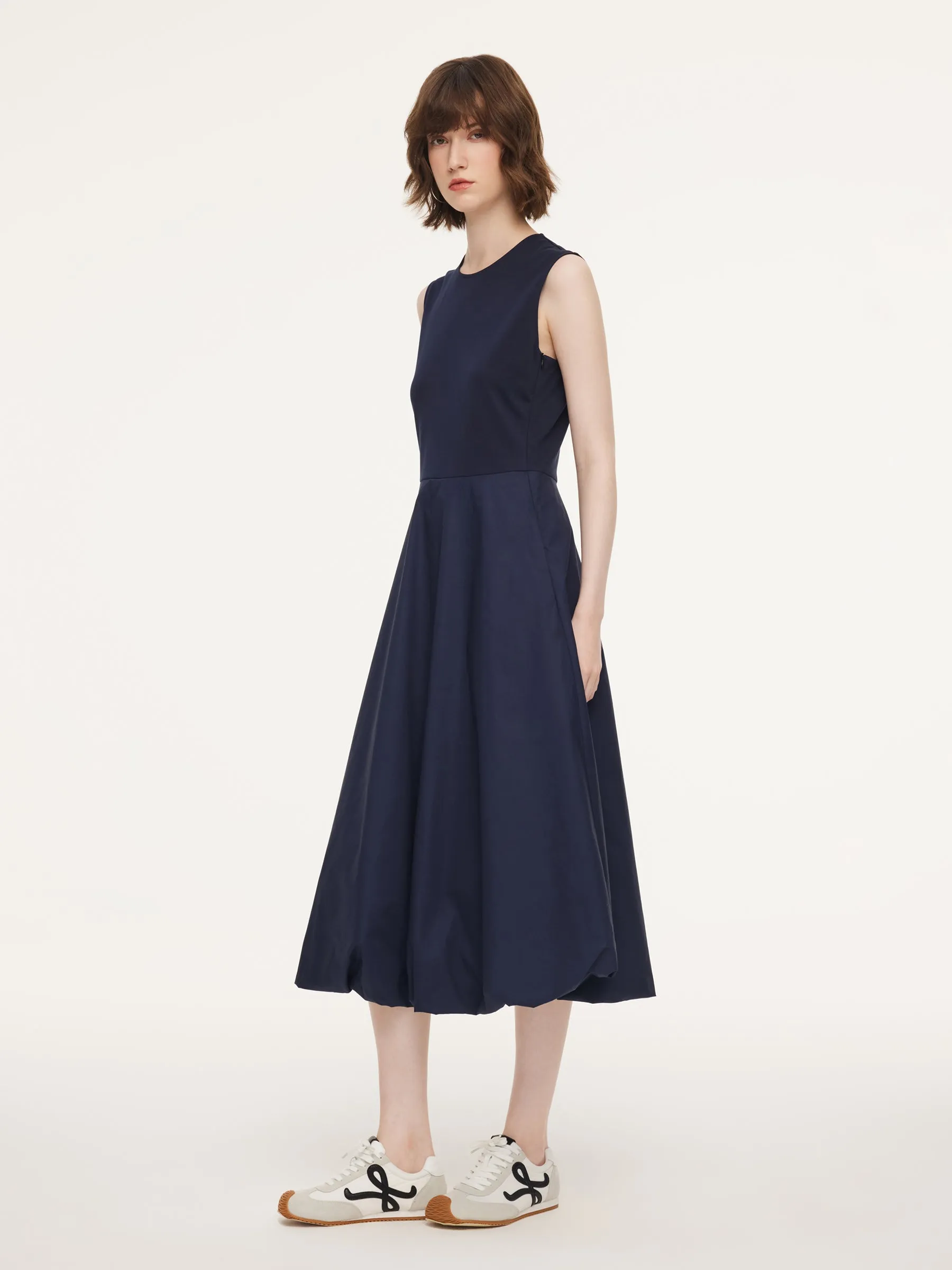 Dark Navy Bubble Hem Women Sleeveless Maxi Dress With Bag sold by Goelia product image thumbnail 4