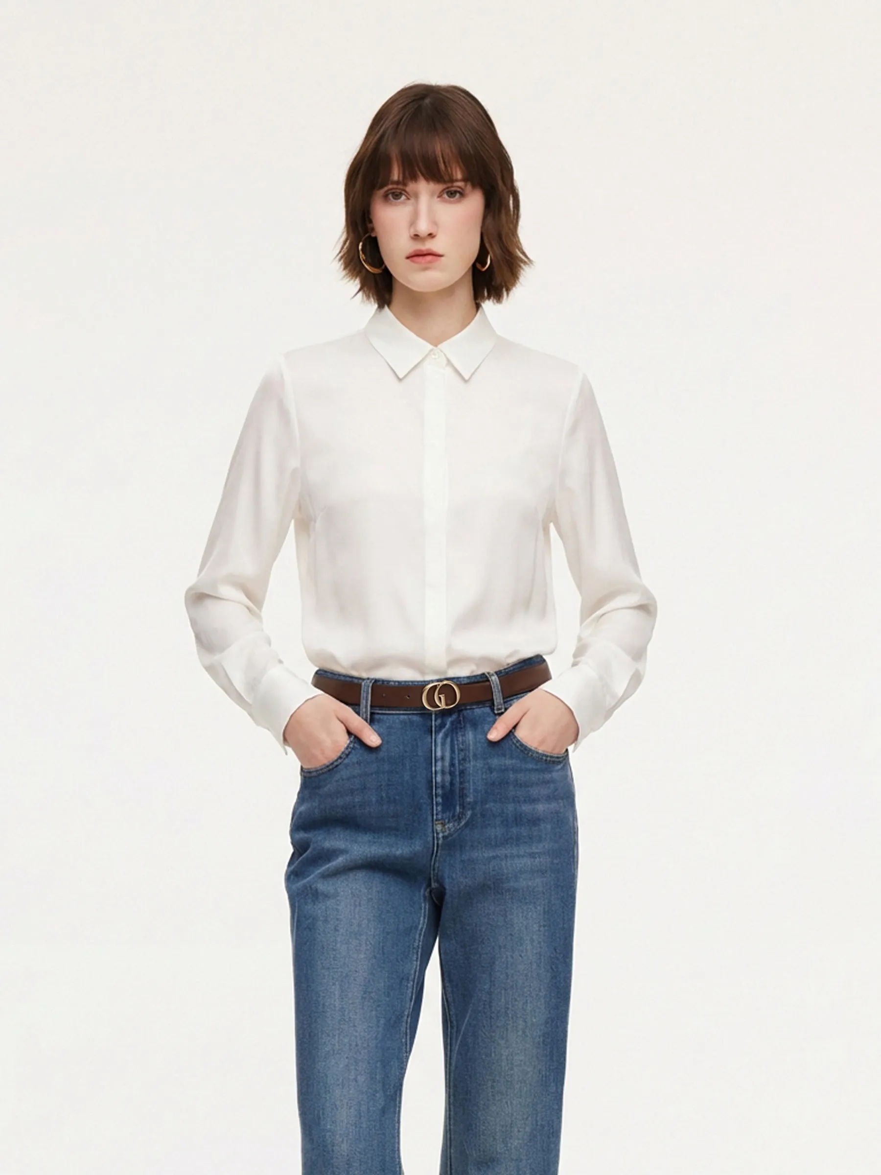 Acetate Blend H-Line Women Shirt sold by Goelia product image thumbnail 3