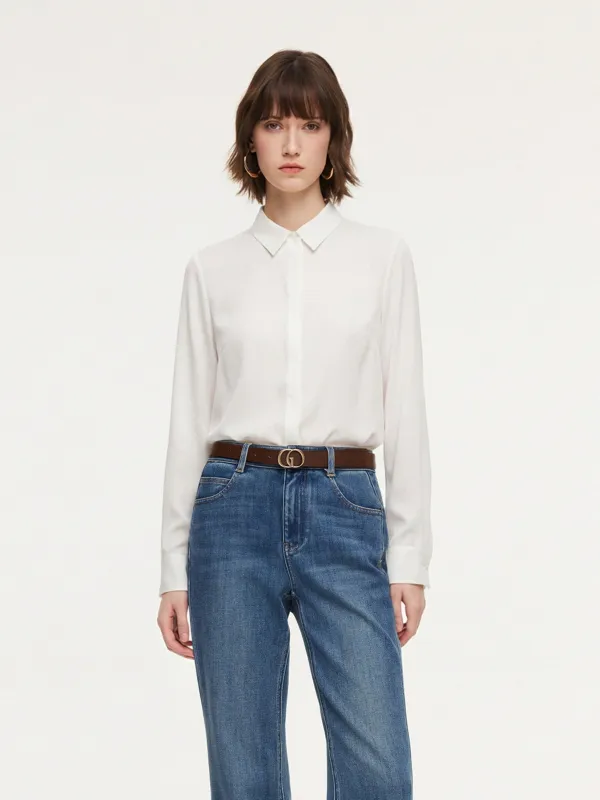 Acetate Blend H-Line Women Shirt made by Goelia
